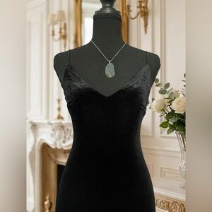 Black Velvet Bodycon Mini Dress Adjustable Straps XS